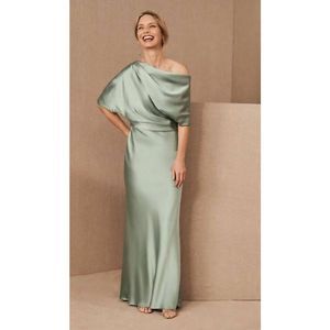 New Anthropologie X Amsale Pryce Off-Shoulder Satin Column Gown Size 12